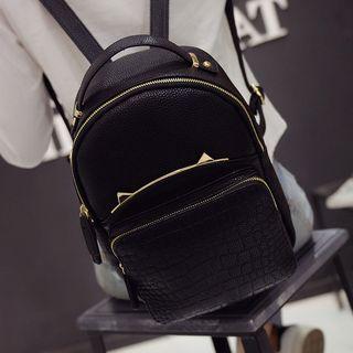 Cat Ear Faux-leather Backpack