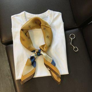 Printed Silk Scarf Lettering - Earth Yellow - One Size
