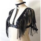 Fringed Faux Leather Choker Body Harness