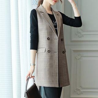 Plaid Double-breasted Vest / Straight-cut Pants