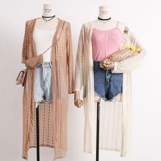Lightweight Open-front Long Lace Cardigan