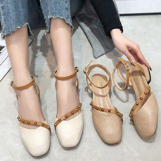 Studded Strap Low Heel Sandals