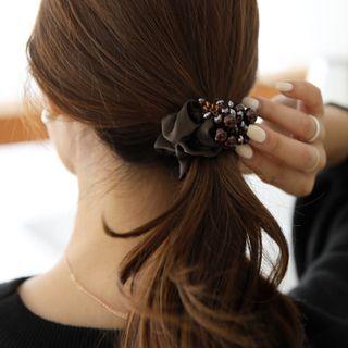 Faux-pearl Beaded Scrunchy Hair Tie