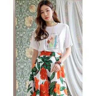 L Me Letter Illustration-printed T-shirt Ivory - One Size