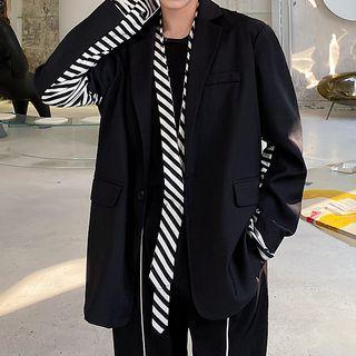 Stripe Panel Detachable Tie Blazer