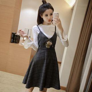 Set: Long-sleeve T-shirt + Woolen Strappy Dress