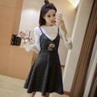 Set: Long-sleeve T-shirt + Woolen Strappy Dress