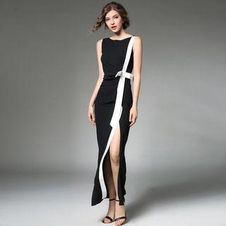 Bow-accent Side-slit Maxi Dress