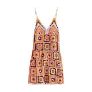 Spaghetti-strap Knit V-neck Dress