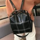 Faux Leather Plaid Rivet Accent Backpack