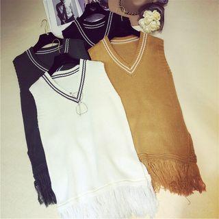 Fringed Hem Knit Vest