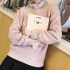 Lace-up Detail Sweater / Ruffle-hem Chiffon Blouse