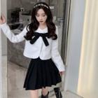 Tweed Jacket / Mini A-line Pleated Skirt