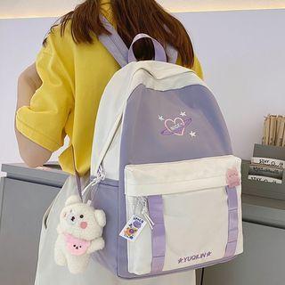 Set: Heart Embroidered Backpack + Bear Charm