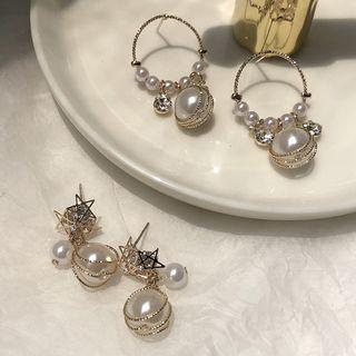 Pearl Drop Beaded Hoop Earrings