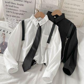 Neck Tie Drawstring Shirt