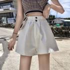 Plain Wide-leg Shorts White - One Size