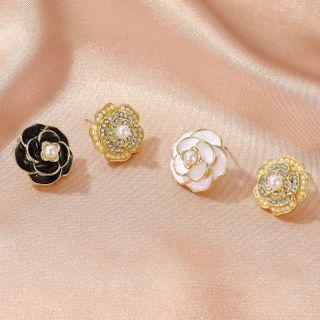 Asymmetrical Beaded Flower Stud Earring