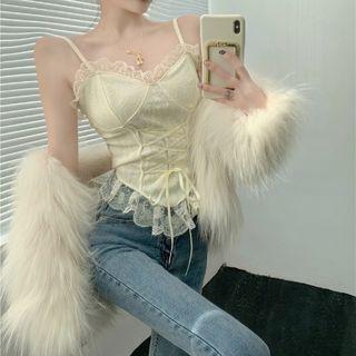 Lace Trim Camisole Top Beige - One Size