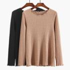 Long-sleeve Lettuce Edge Knit Top