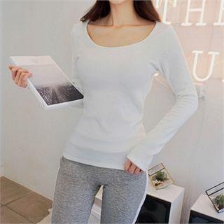 Round-neck Coral Fleece-lined T-shirt