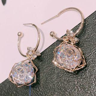 Rose Zircon Circle Ring Earring  - Rose Zircon