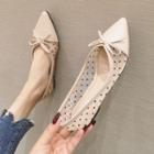 Cap-toe Dotted Mesh Pointy-toe Flats