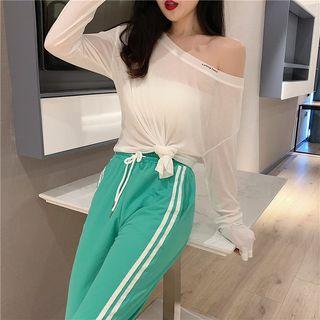 Long-sleeve T-shirt / Contrast Trim Sweatpants