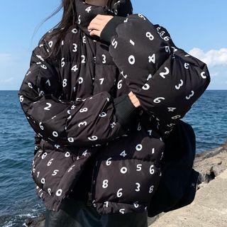 Numbering Padded Jacket Black - One Size