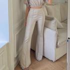 Pinktuck Slit-hem Flared Pants