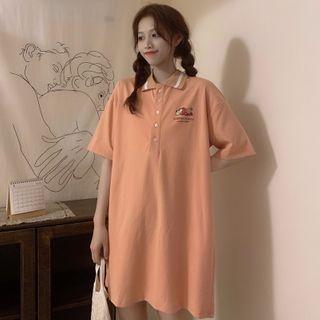 Short-sleeve Cartoon Printed Polo Shirtdress