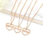 Set Of 3: Best Friends Lettering Heart Pendant Necklace Gold - One Size