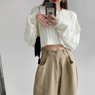 Cropped Loose-fit Knit Sweater