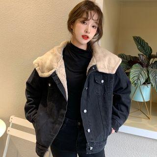 Fleece Denim Jacket Black - One Size