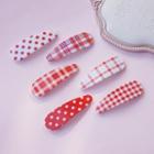 Set Of 6: Pattern Hair Clip Set Of 6 - Hair Clip - Cherry - Red & White - One Size