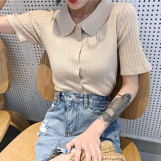 Polo Neck Short-sleeve Top