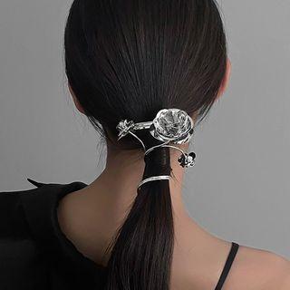 Rose Alloy Hair Clip Silver - One Size