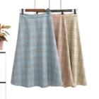 Gingham Faux-suede A-line Skirt