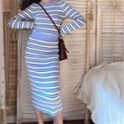 Striped Sweater / Midi Pencil Skirt