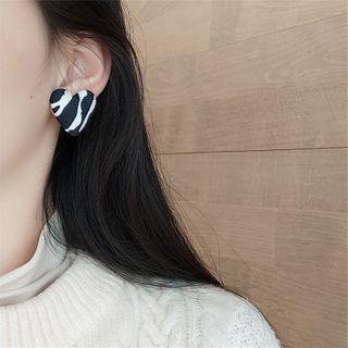 Heart Print Fabric Earring