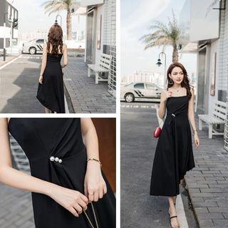 Spaghetti Strap Embellished Midi A-line Dress