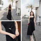 Spaghetti Strap Embellished Midi A-line Dress