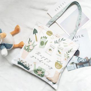 Leaf Print Tote Bag Off-white - One Size