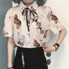 Short-sleeve Dog Print Shirt As Shown In Figure - One Size