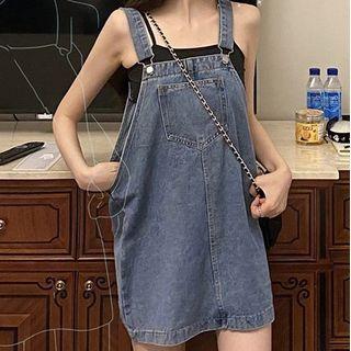 Mini Denim Overall Dress