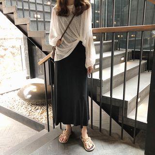 Long-sleeve T-shirt / Plain Maxi Tank Dress