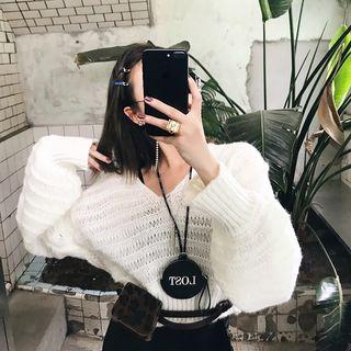 Cropped Balloon-sleeve Sweater