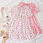 Boatneck Strawberry-print A-line Dress