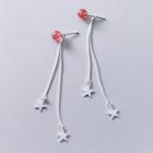 925 Sterling Silver Star & Bead Fringed Earring 1 Pair - Silver - One Size