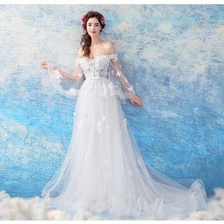 Off Shoulder Lace A-line Evening Gown